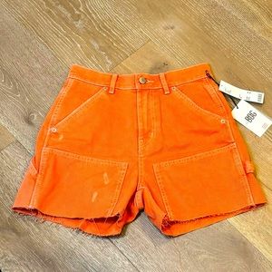 NWT Urban Outfitters BDG Cutoff Carpenter Orange Jean Shorts Size 26